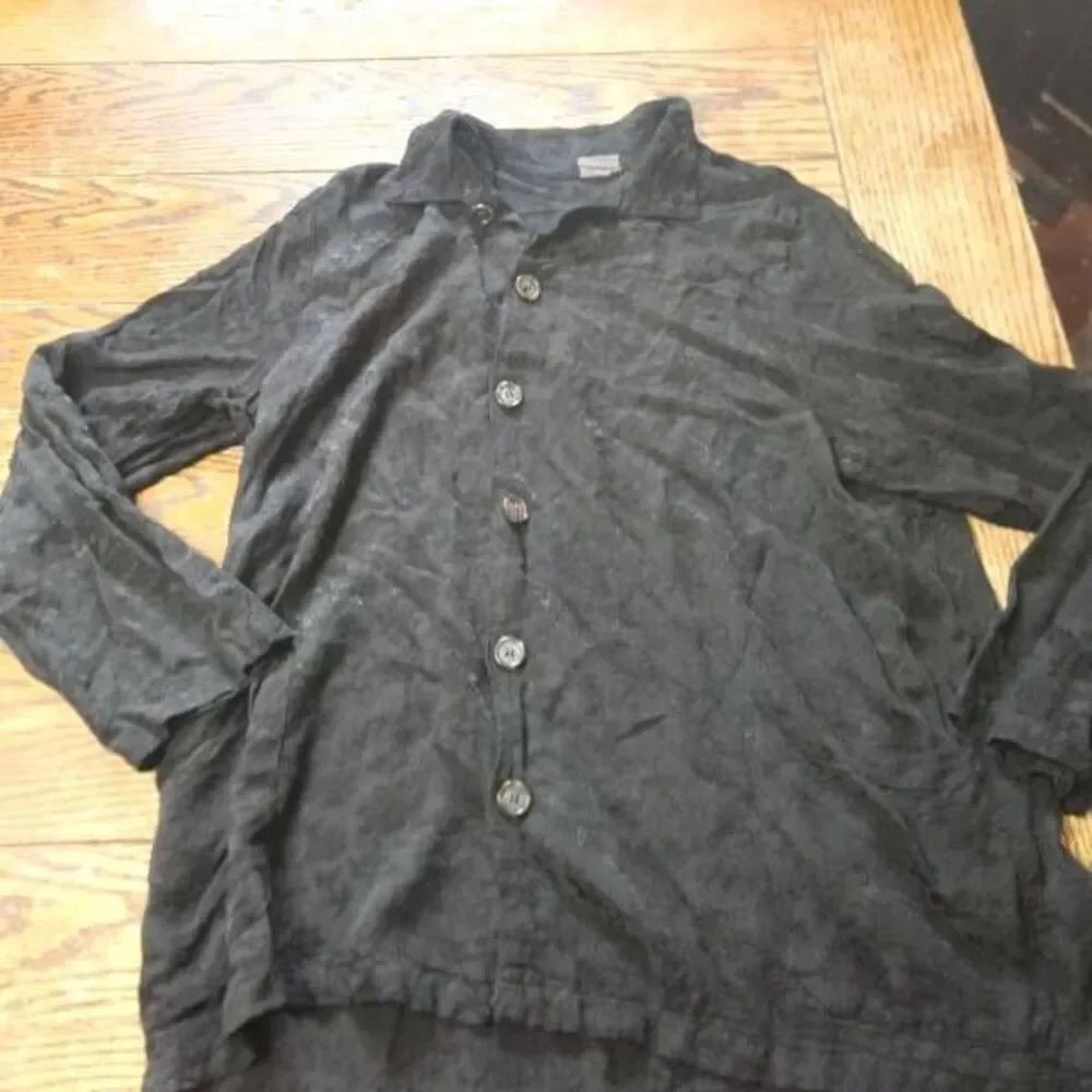 Vintage CP Shades black button down top sz Small